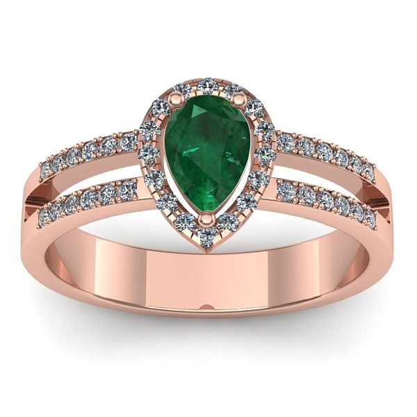 Inel logodna cu smarald lacrima