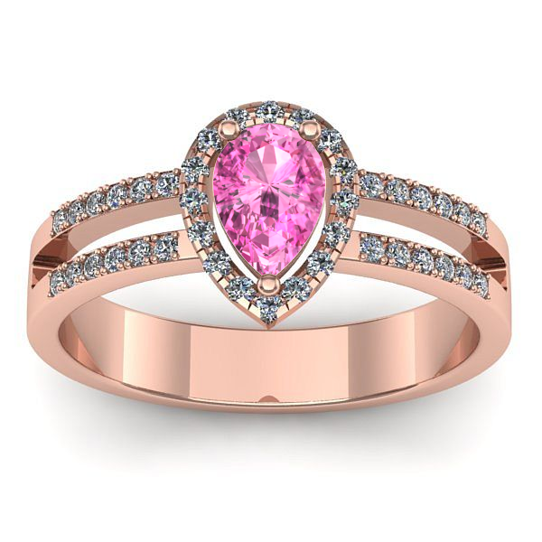 Inel de logodna cu safir roz lacrima