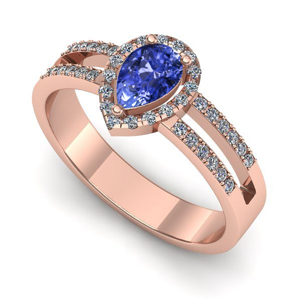 Inel logodna din aur roz cu tanzanit