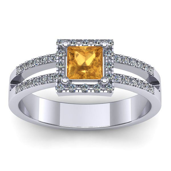 Inel de logodna cu citrin patrat