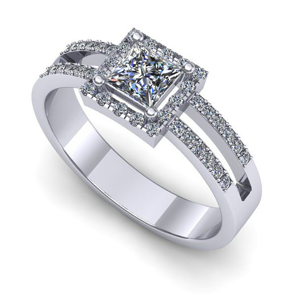 Inel logodna din aur alb cu diamant