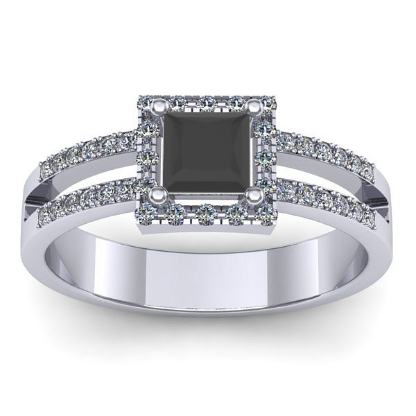Inel logodna cu diamant negru patrat