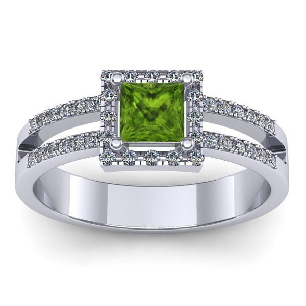 Inel logodna cu peridot patrat