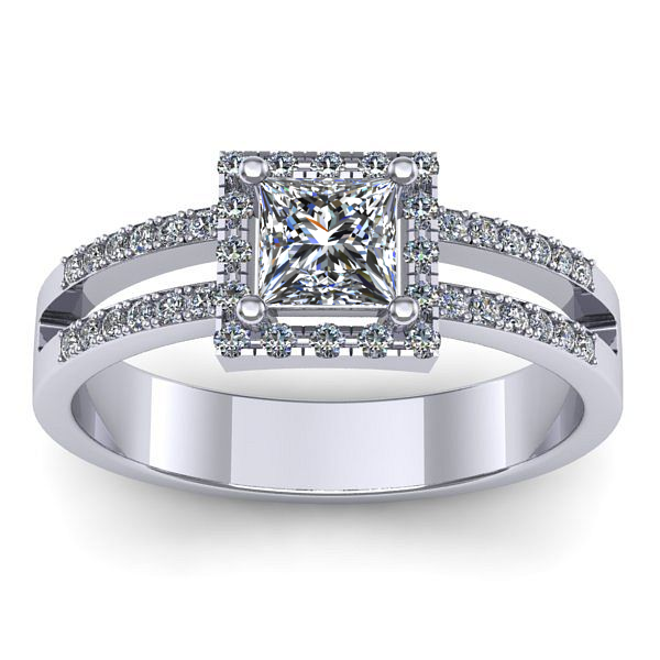 Inel cu safir alb patrat