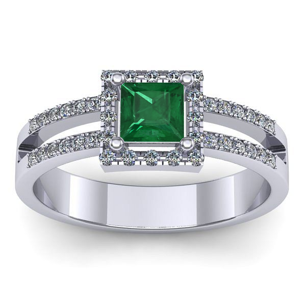 Inel logodna cu smarald patrat