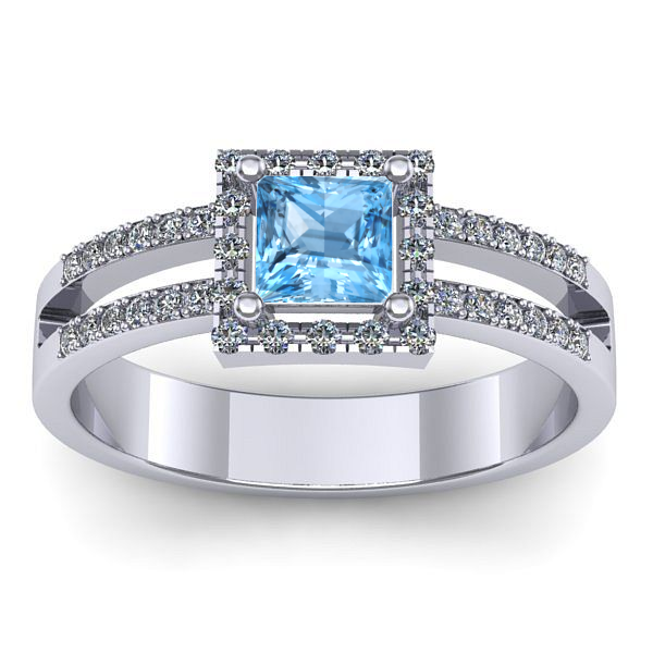 Inel de logodna cu topaz blue patrat