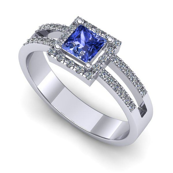 Inel din aur alb cu tanzanit