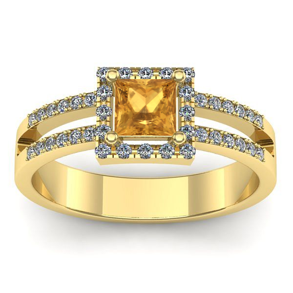 Inel de logodna cu citrin patrat