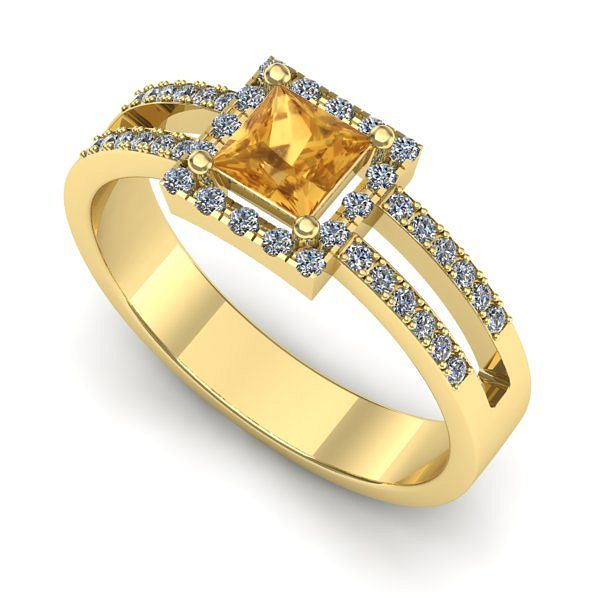 Inel de logodna din aur galben cu citrin