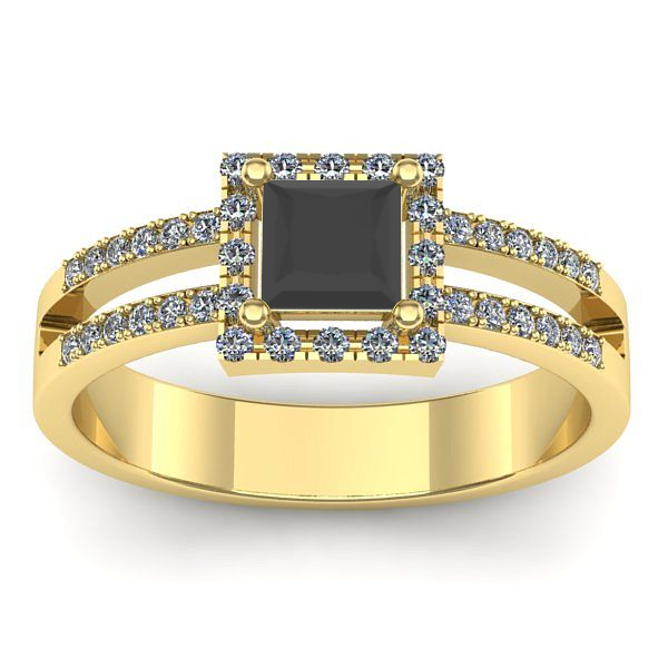 Inel de logodna cu diamant negru patrat