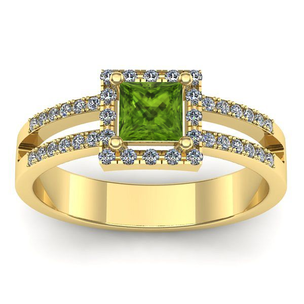 Inel de logodna cu peridot patrat