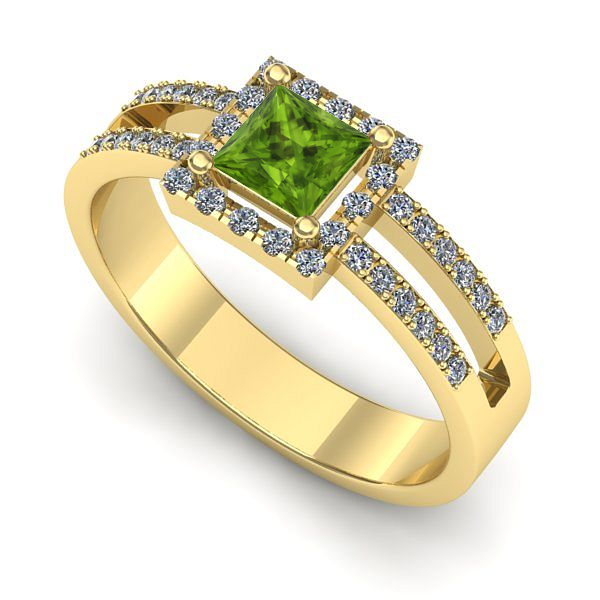 Inel de logodna din aur galben cu peridot