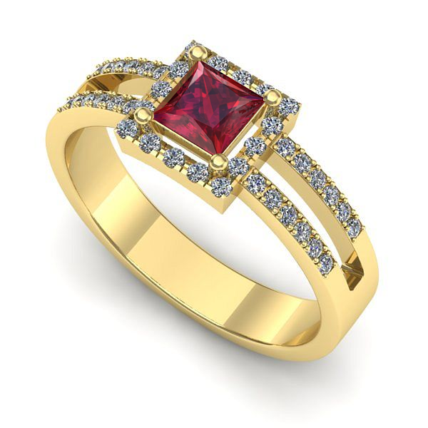 Inel din aur galben cu rubin