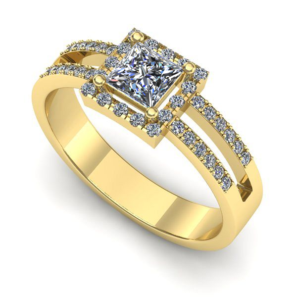 Inel logodna din aur galben cu safir alb