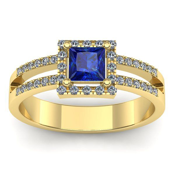 Inel de logodna cu safir patrat