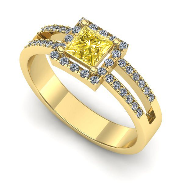 Inel de logodna din aur galben cu safir galben