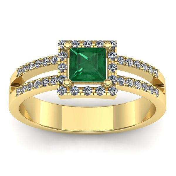 Inel logodna cu smarald patrat