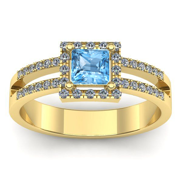 Inel logodna cu topaz blue patrat