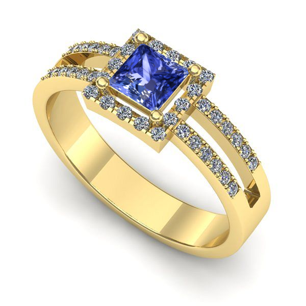 Inel logodna din aur galben cu tanzanit