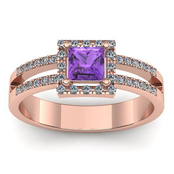 Inel cu ametist patrat