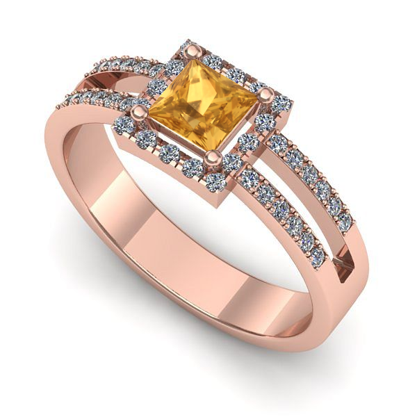 Inel din aur roz cu citrin