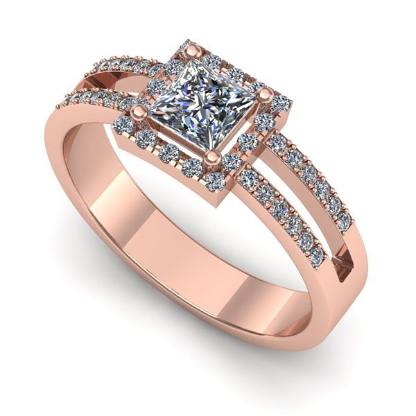 Inel din aur roz cu diamant