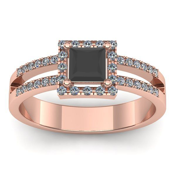 Inel cu diamant negru patrat