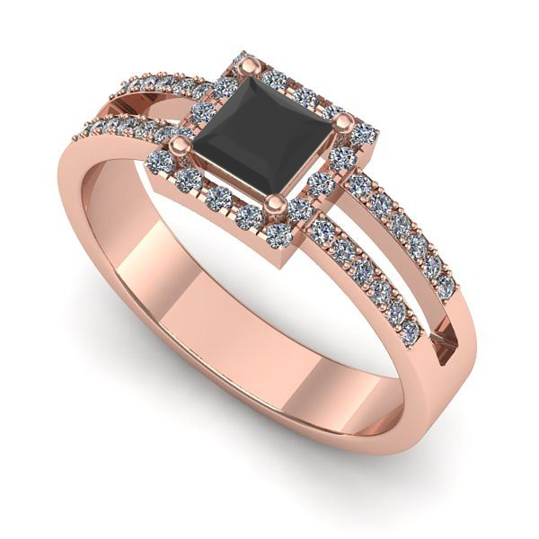 Inel logodna din aur roz cu diamant negru