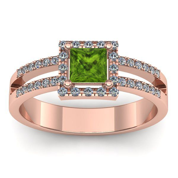 Inel cu peridot patrat