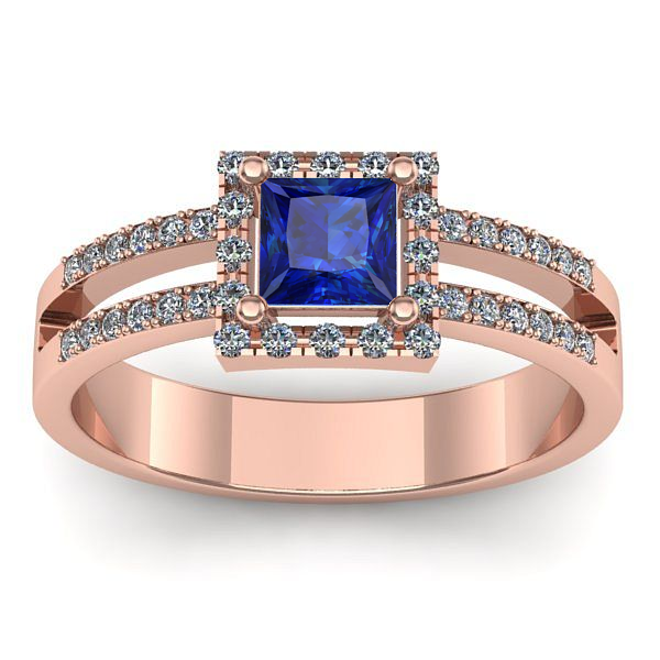 Inel cu safir patrat