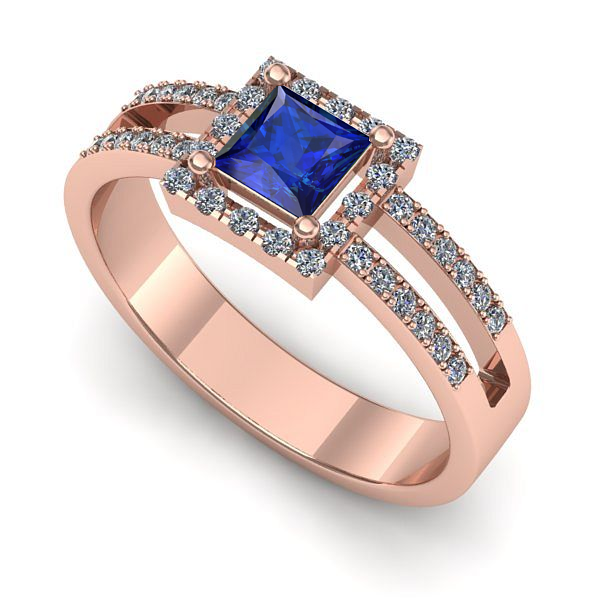 Inel din aur roz cu safir