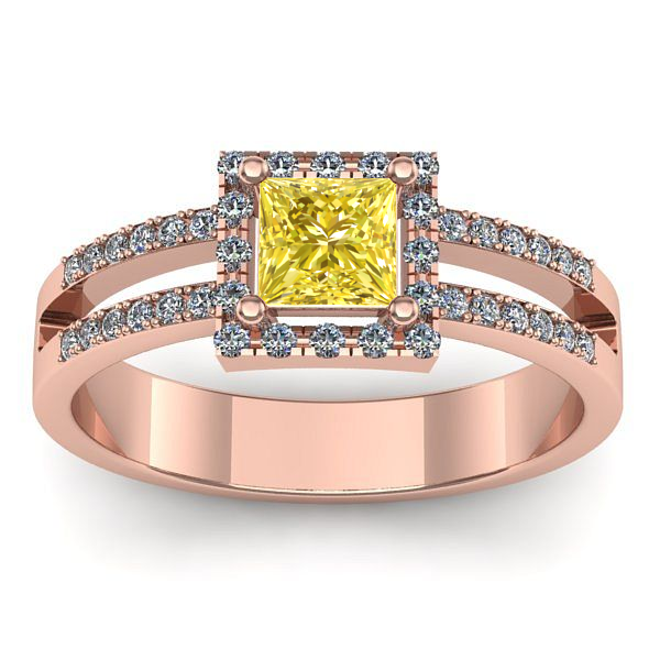 Inel logodna cu safir galben patrat