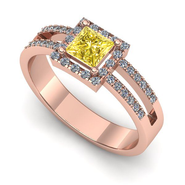 Inel din aur roz cu safir galben