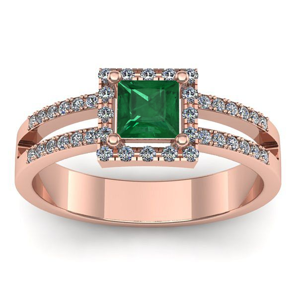 Inel logodna cu smarald patrat