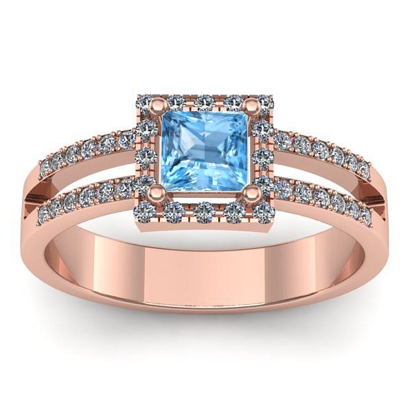 Inel cu topaz blue patrat