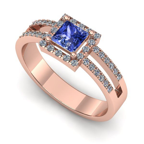 Inel de logodna din aur roz cu tanzanit