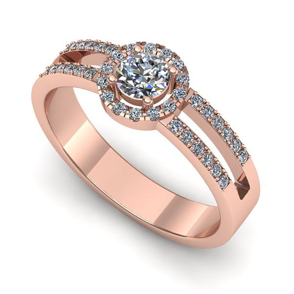 Inel de logodna din aur roz cu diamant