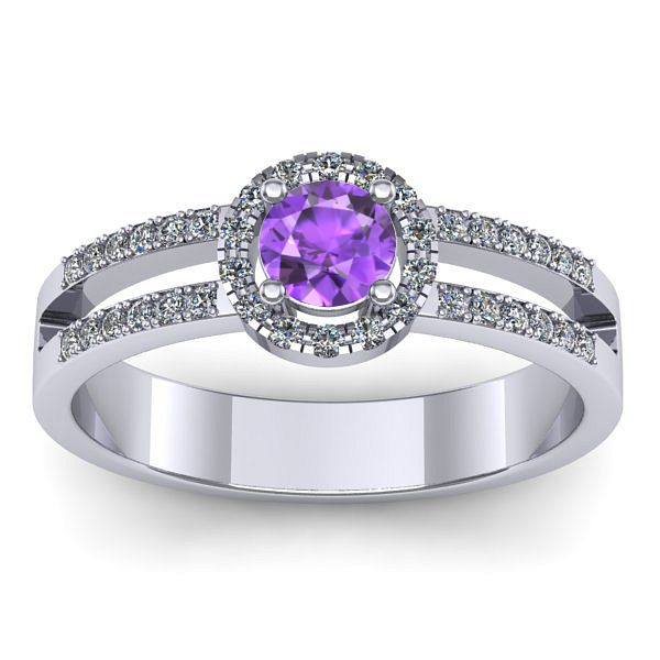 Inel de logodna cu ametist rotund