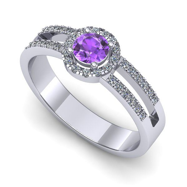 Inel din aur alb cu ametist