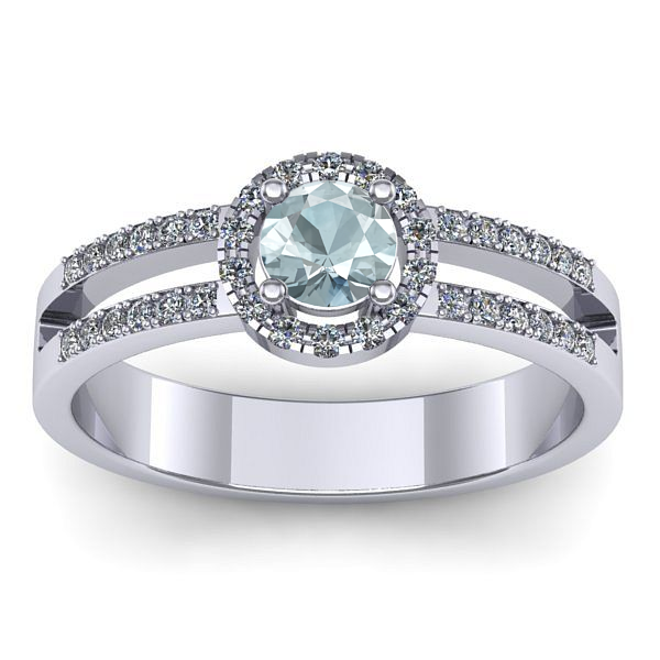 Inel de logodna cu aquamarin rotund