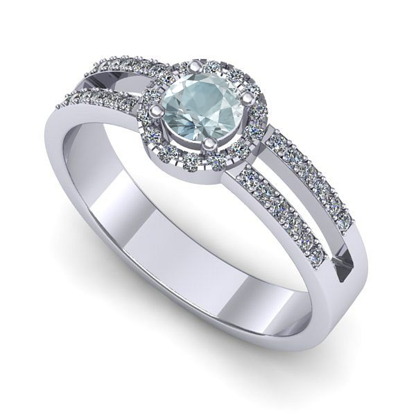 Inel logodna din aur alb cu aquamarin