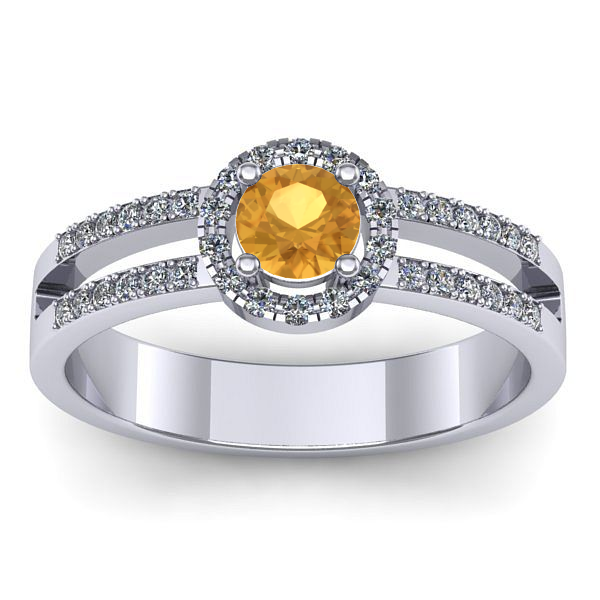 Inel cu citrin rotund