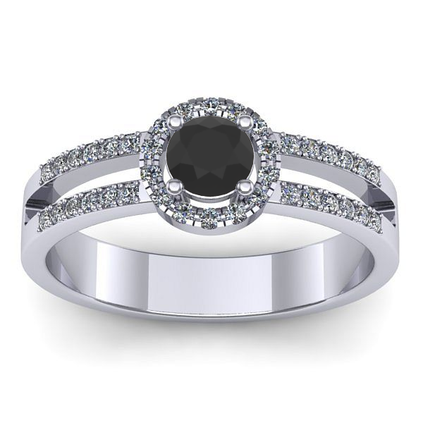 Inel logodna cu diamant negru rotund