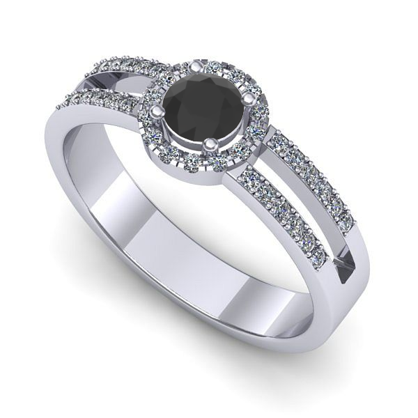 Inel din aur alb cu diamant negru