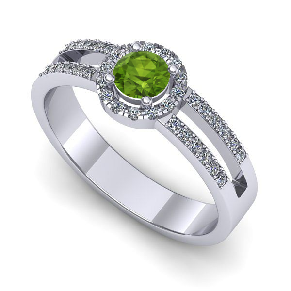 Inel din aur alb cu peridot