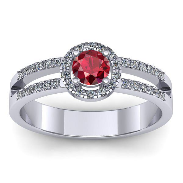 Inel logodna cu rubin rotund