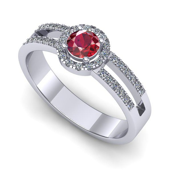 Inel de logodna din aur alb cu rubin