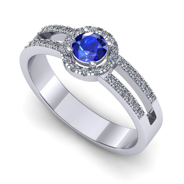 Inel logodna din aur alb cu safir