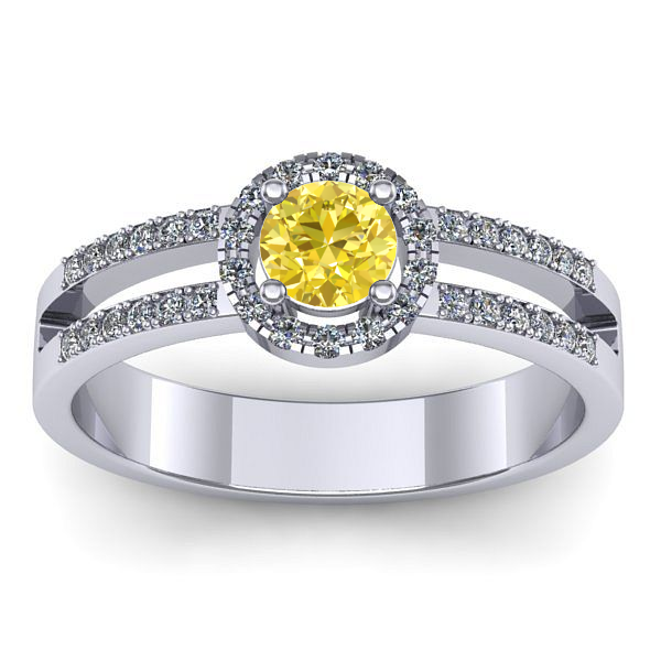 Inel logodna cu safir galben rotund