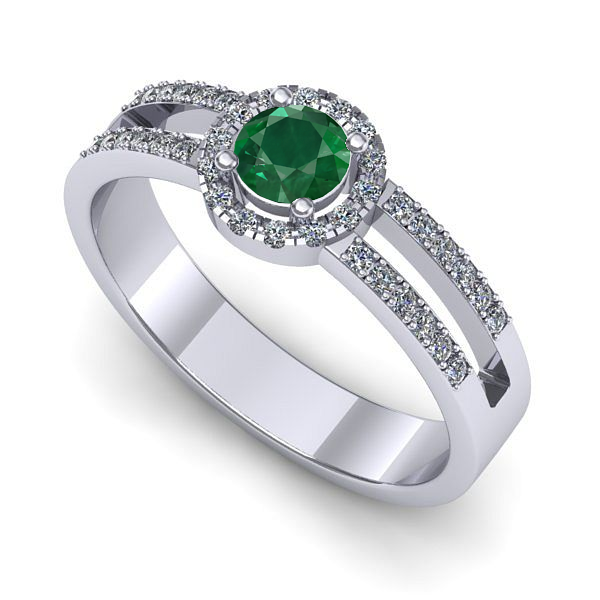 Inel din aur alb cu smarald